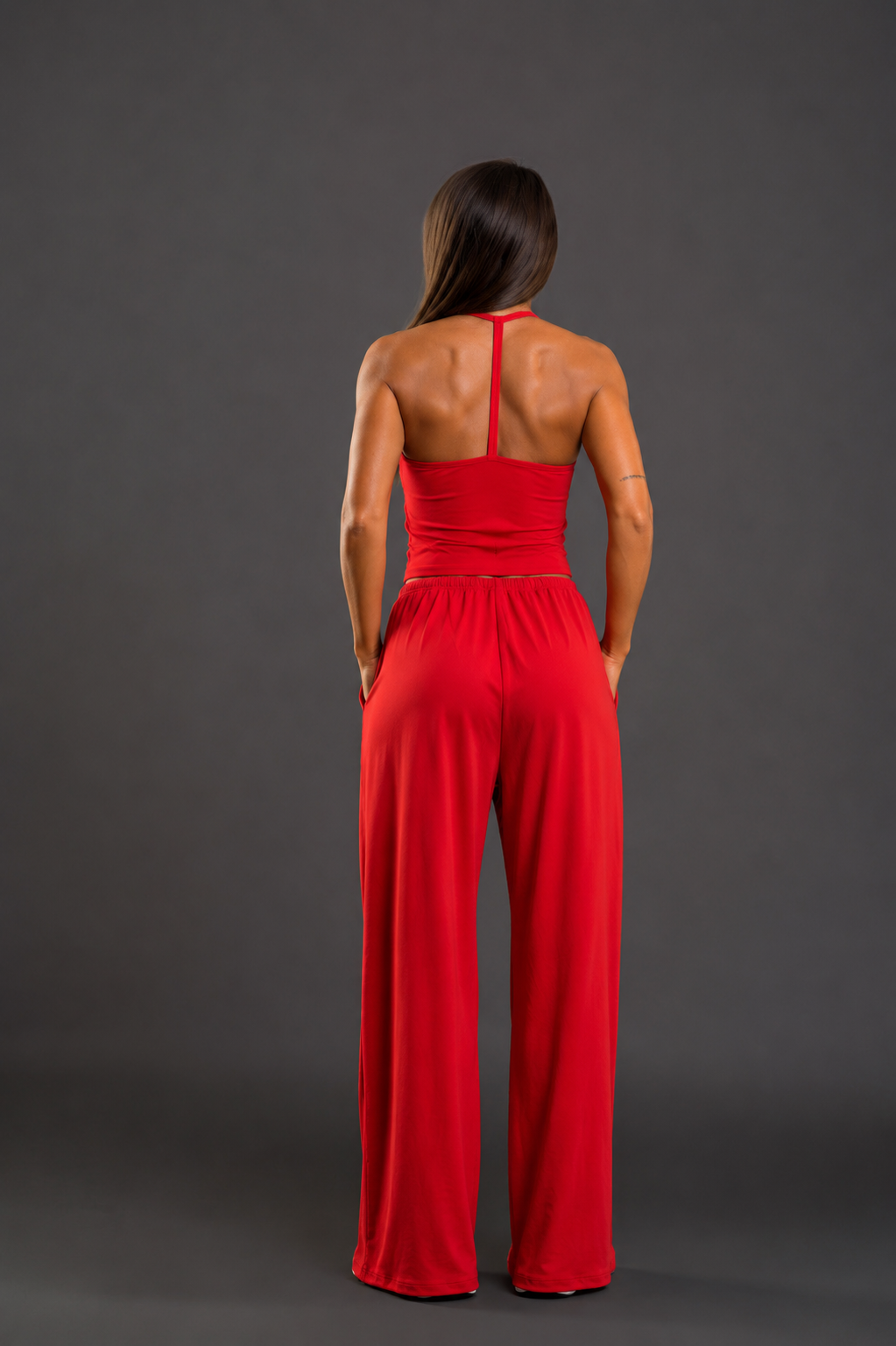 Pantalon dama sport evazat Clara rosu