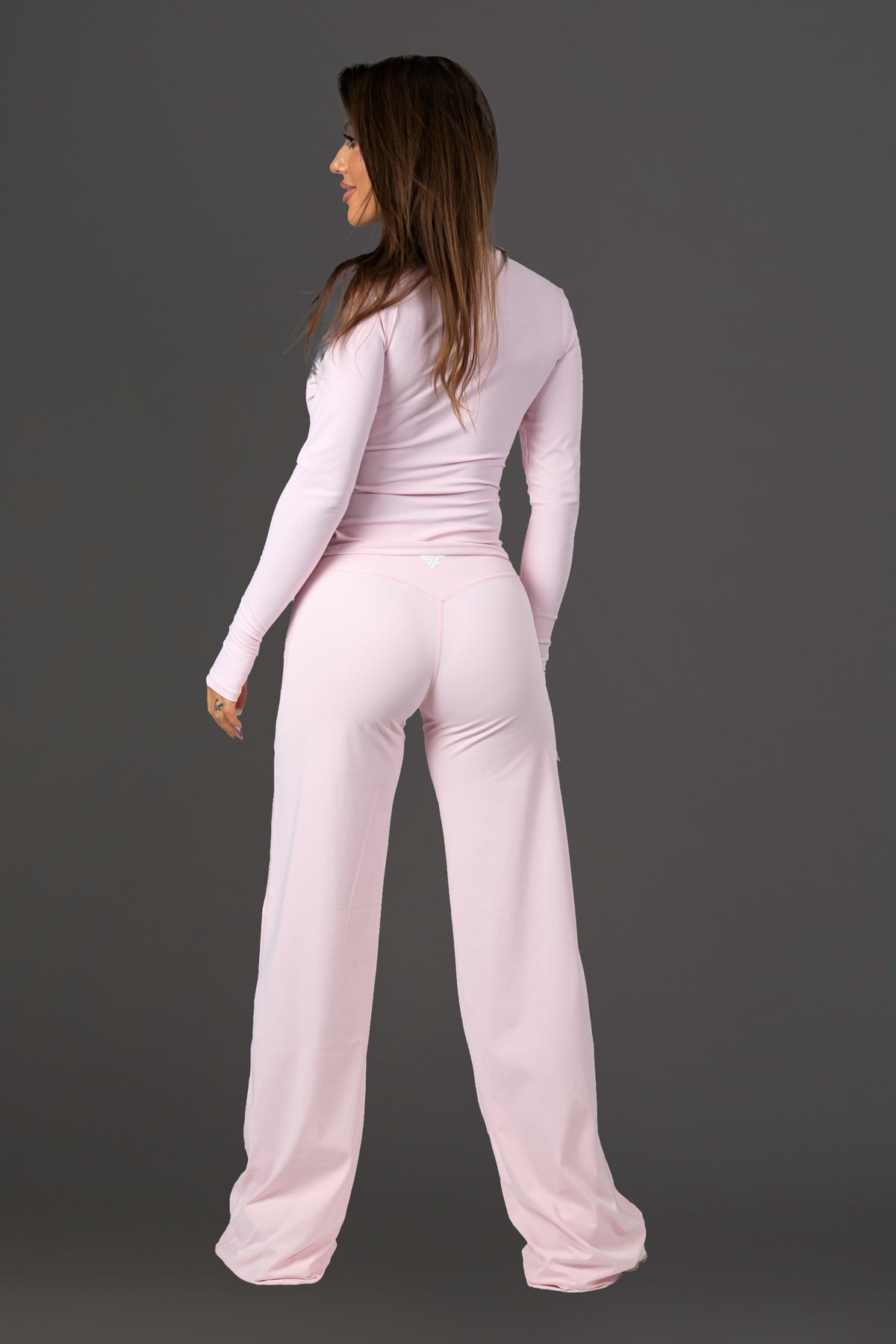 Set dama sport evazat Ines (bluza+pantalon) roz pal