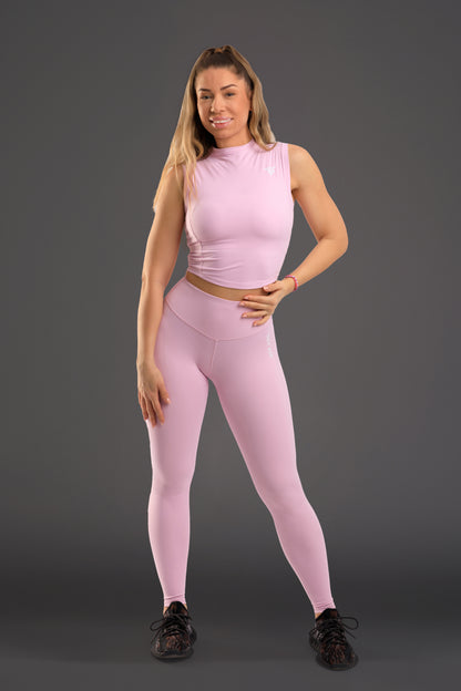 Set dama sport Mavis ( colanti + top) roz pal