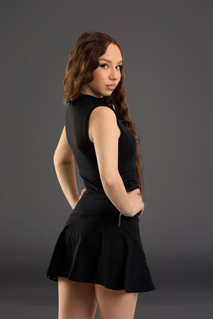 Set dama sport Vicky negru (fusta panatalon + maiou)