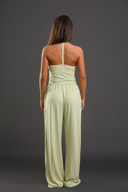 Set dama sport Kristy ( pantalon evazat + maiou) galben