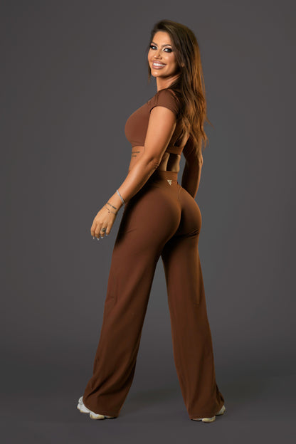Set dama sport Naia Flex ( top+ pantalon evazat) maro