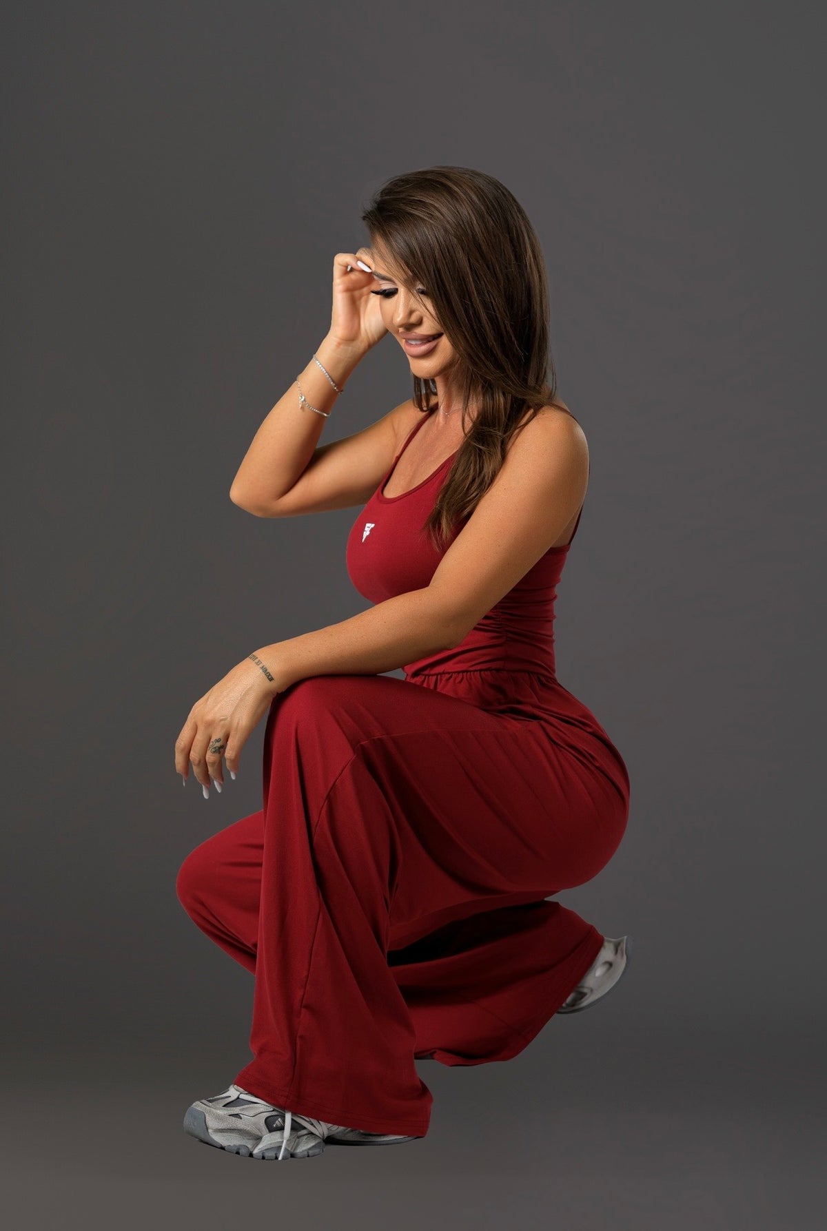 Salopeta dama evazata Elara burgundy