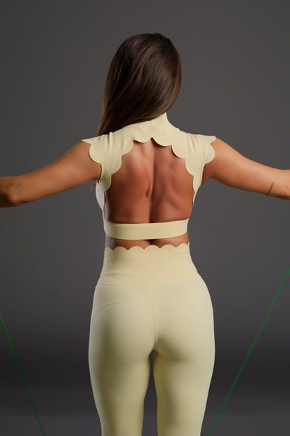 Set dama sport Brigitte (colanti + top) galben pai