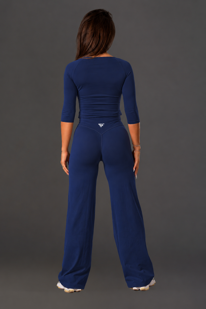 Set dama sport evazat Elina (bluza+pantalon) bleumarin