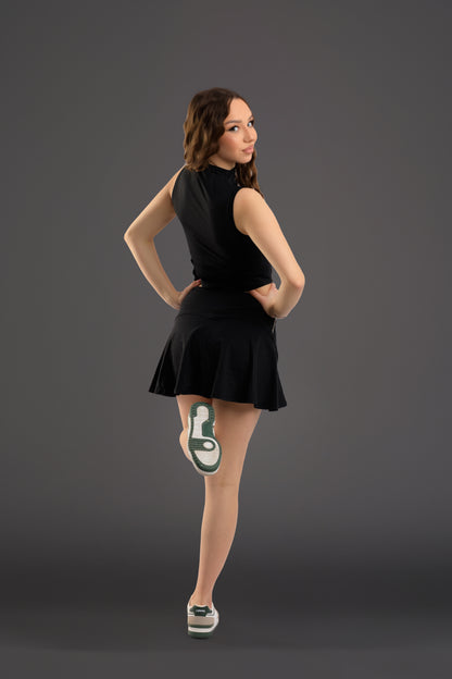 Set dama sport Vicky negru (fusta panatalon + maiou)