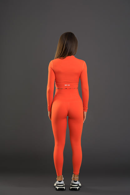 Set dama sport Aziza ( top+colanti) portocaliu