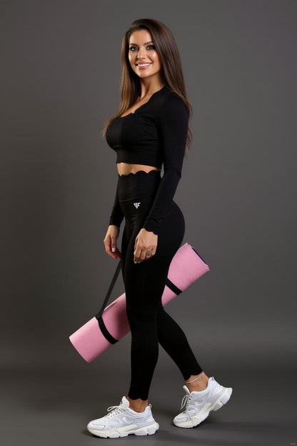 Set dama sport Vanessa negru (top+colanti)