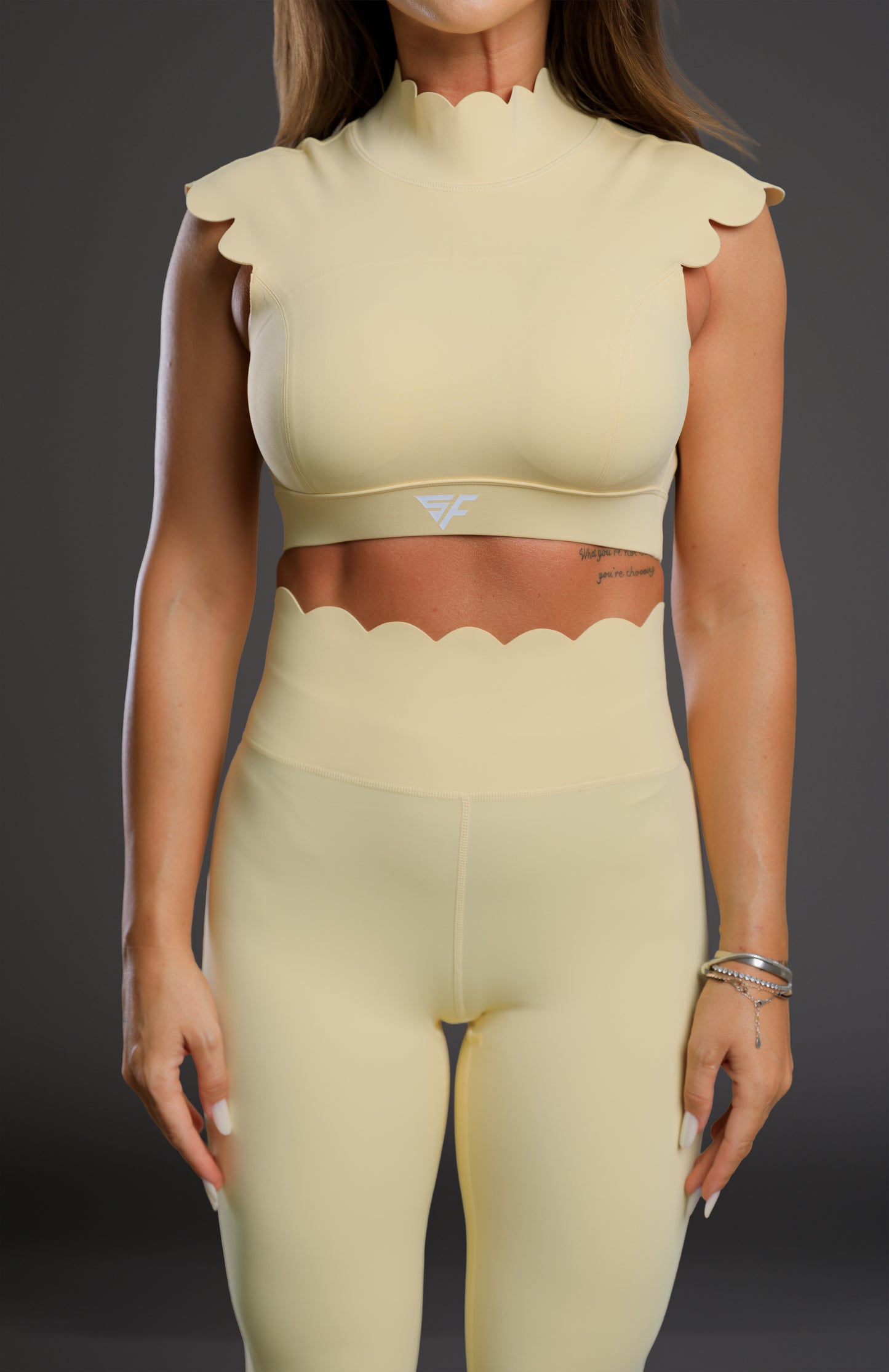 Set dama sport Brigitte (colanti + top) galben pai