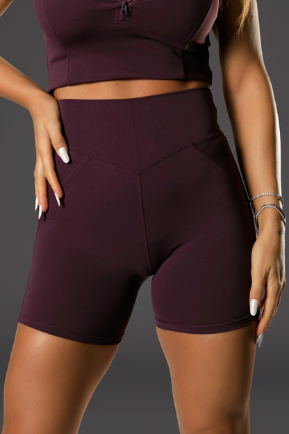 Set dama sport Elira Form ( tricou+ colant scurt) plum