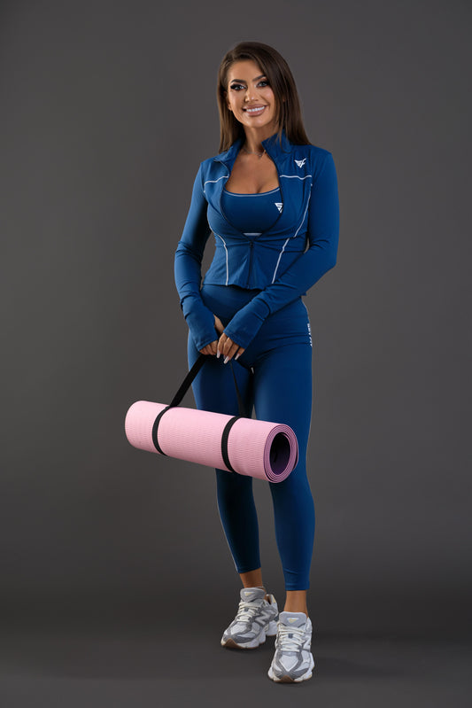 Set dama sport 3 piese ( jacheta+ bustiera+ colanti) Vanity albastru marin