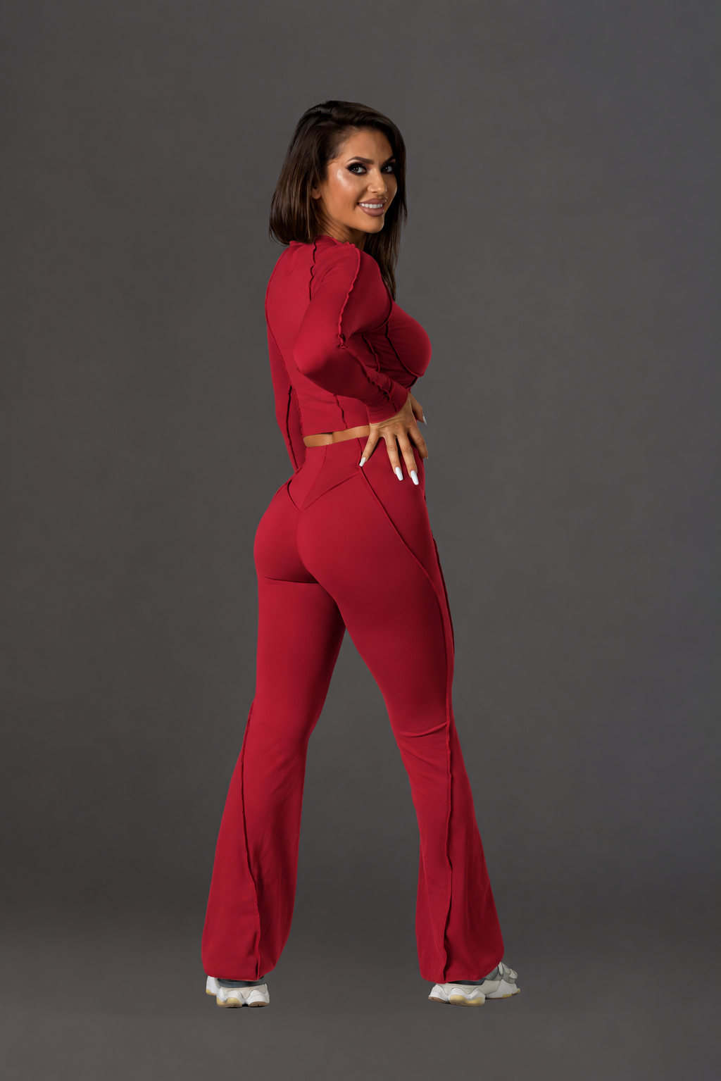 Set dama sport Lya evazat (pantalon+bluza) burgundy