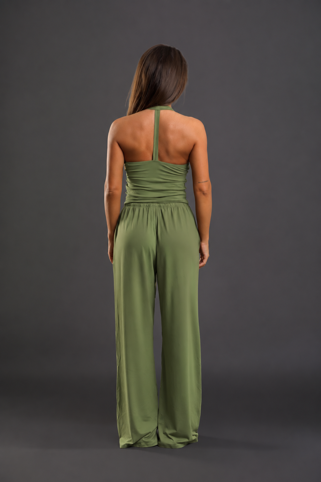Pantalon evazat dama sport Isolde verde salvie